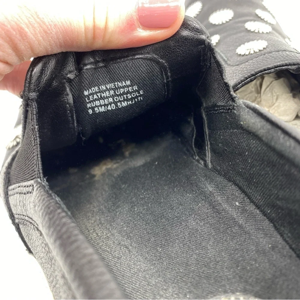 Michael Kors Leo Embellished Studded Black Leather‎ Slip On Sneakers size 9.5